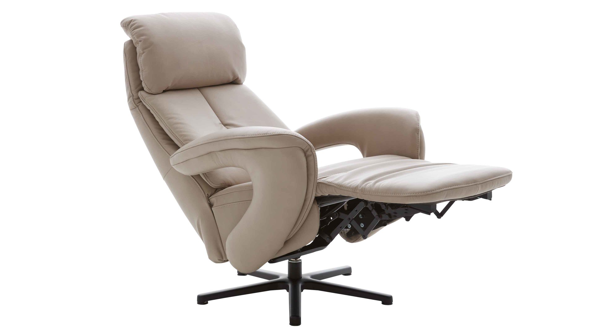 Relaxsessel comfortmaster besser sitzen, liegen, leben aus Leder in Hellgrau Comfortmaster CM-HU1157 - Relaxsessel B perlfarbenes LongLife-Leder Vivre & schwarzer Sternfuß - Ergonomie S