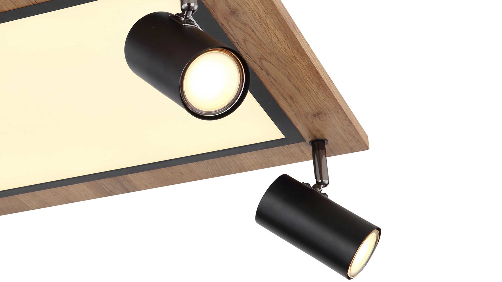 Strahler / Spot Globo lighting aus Holz in Holzfarben GLOBO Leuchten Serie Ulla - Deckenstrahler dunkles Holz & Mattschwarz - ca. 45 x 45 cm