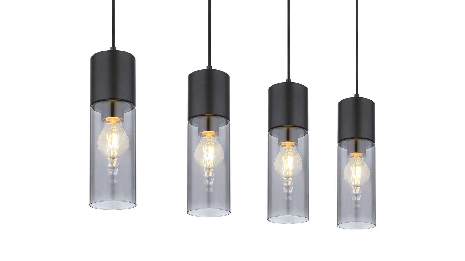 Pendelleuchte Globo lighting aus Metall in Schwarz GLOBO Leuchten Serie Annika - Hängelampe mattschwarz & Rauchglas - Länge ca. 80 cm