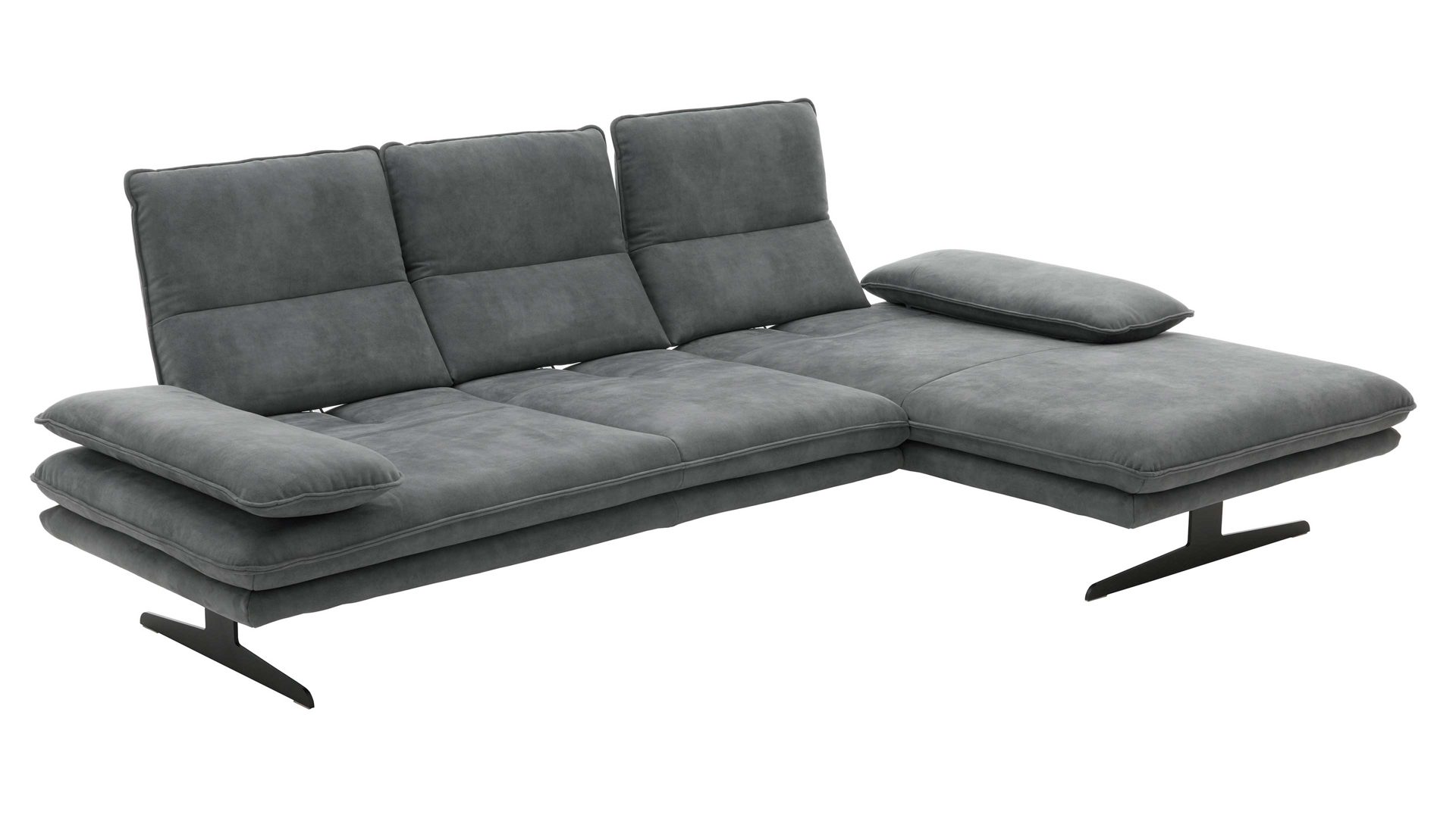Ecksofa W.schillig i. i. aus Stoff in Dunkelgrau W.SCHILLIG Polsterserie Broadway - Ecksofa elephantgrauer Bezug V52 23 - Stellfläche ca. 291 x 164 cm