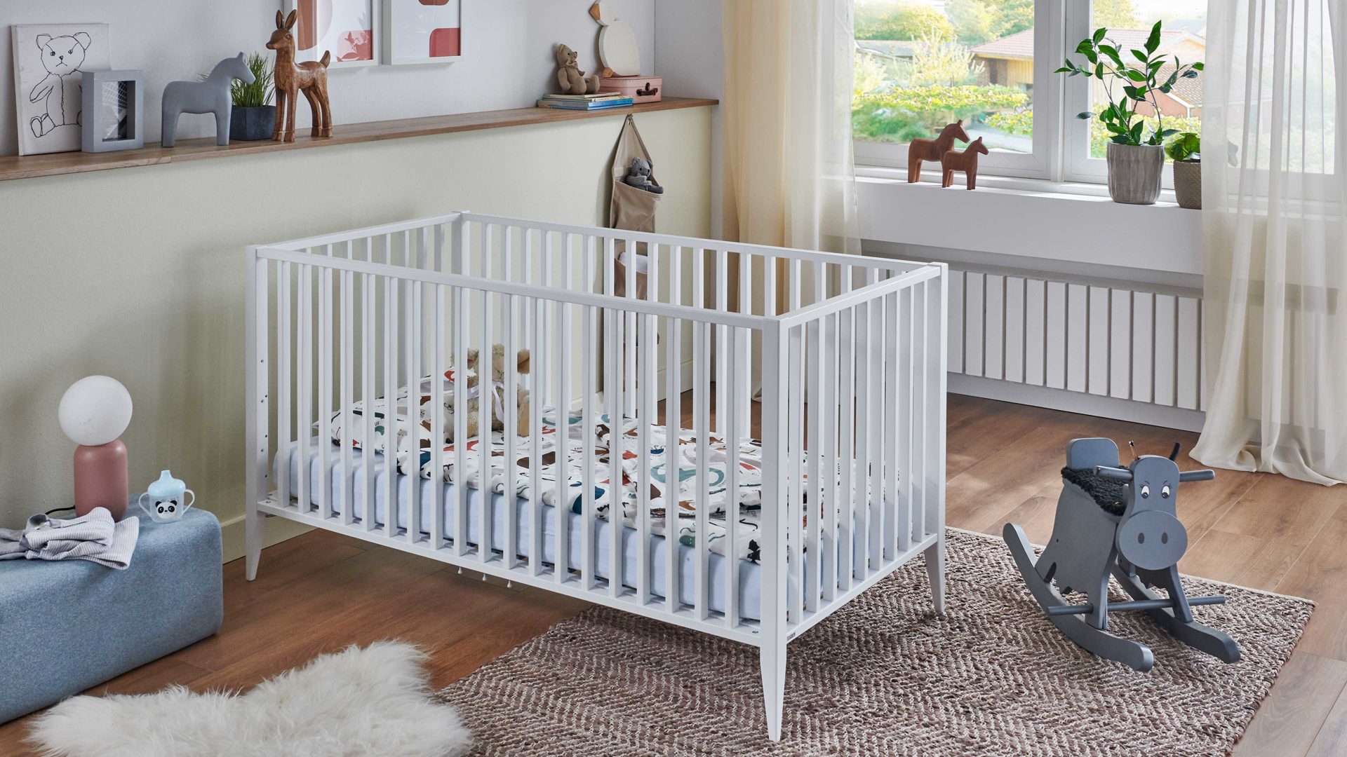 Babybett Paidi aus Holz in Weiß PAIDI Felie – Babybettgestell Kreideweiß - Liegefläche ca. 70 x 140 cm