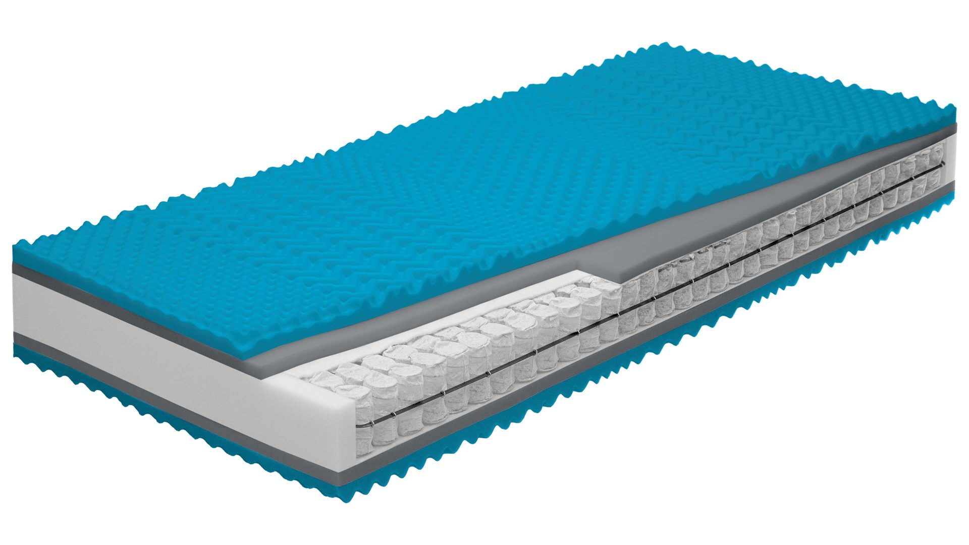 Federkernmatratze comfortmaster besser sitzen, liegen, leben aus Stoff in Weiß Comfortmaster Matratze Exklusiv T H3, Taschenfederkern – Liegefläche ca. 90 x 190 cm