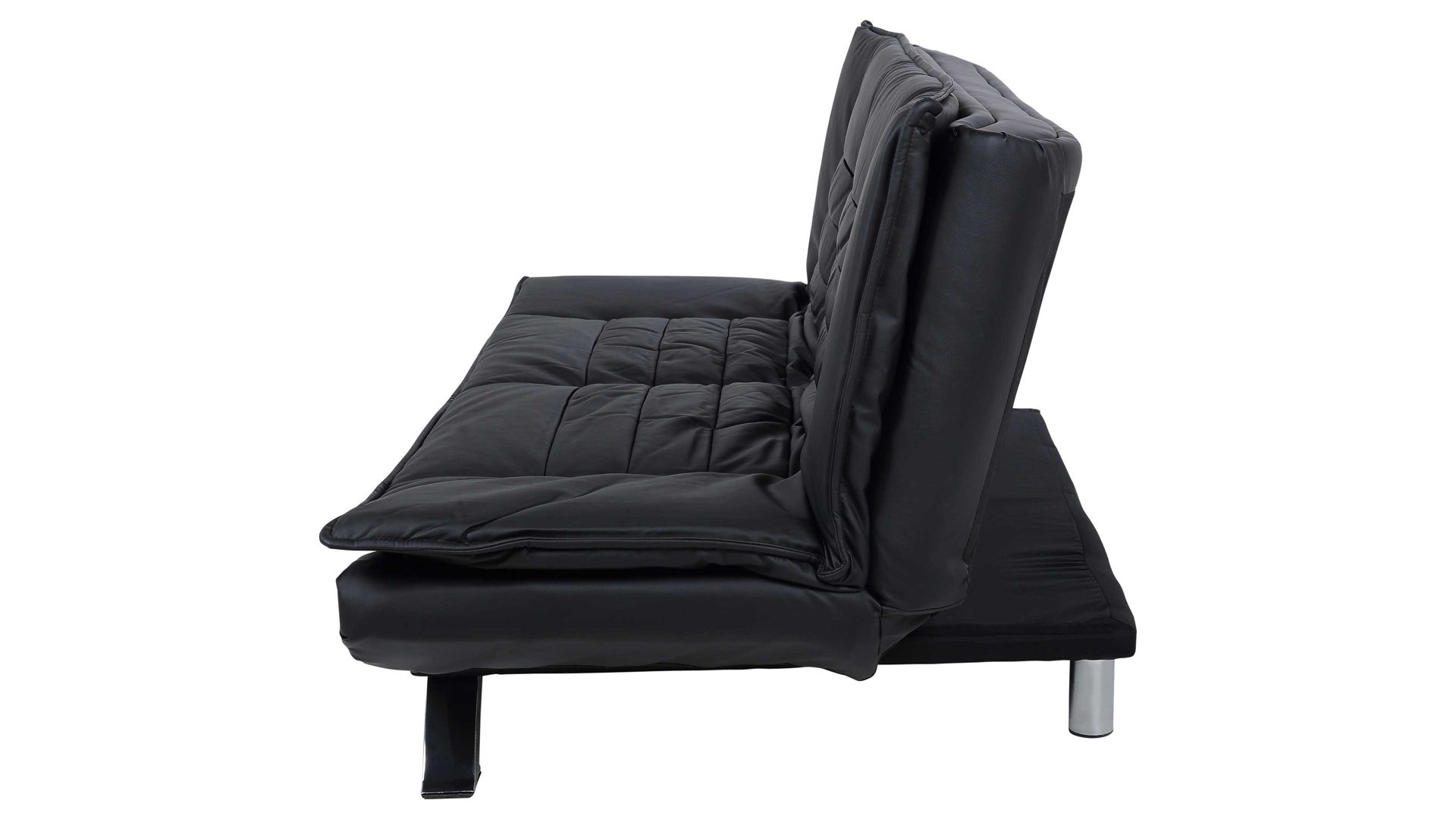 Schlafsofa Actona group aus Stoff in Schwarz Schlafsofa Faith - Schlafcouch als vielseitiges Polstermöbel schwarzes Kunstleder & Chromfüße