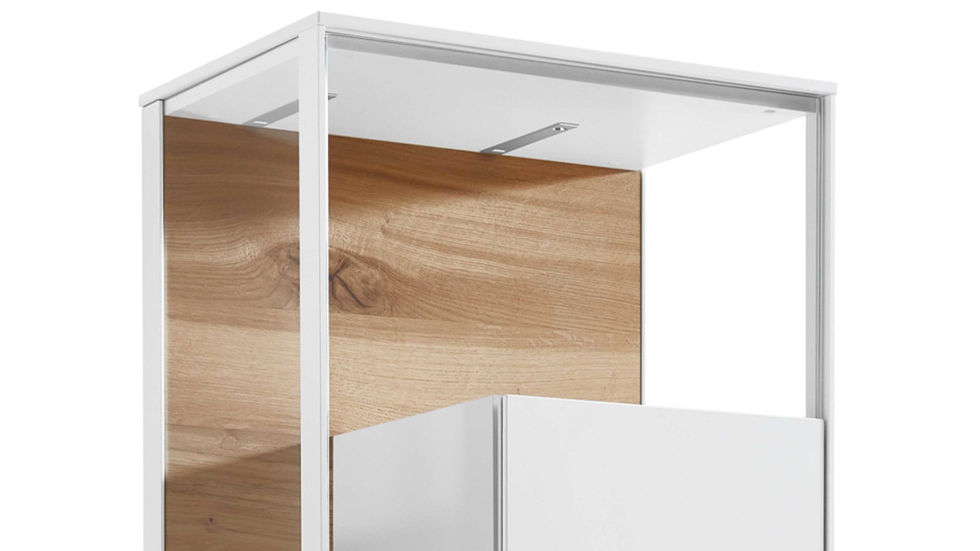 Vitrine Venjakob aus Kunststoff in Weiß VENJAKOB Wohnprogramm Sentino 3000 - Vitrine kristallweiße matte Lackoberflächen – ca. 62 x 207 x 43 cm