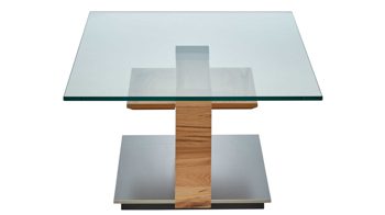 Couchtisch Venjakob aus Glas in Transparent VENJAKOB Couchtisch 4420 Klarglas & rustico hell geölte Eiche - ca. 115 x 70 cm