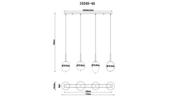 Pendelleuchte Globo lighting aus Glas in Schwarz GLOBO Leuchten Serie Blacky - Hängelampe Rauch, Amber & Schwarz - Länge ca. 100 cm