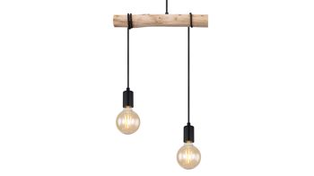 Pendelleuchte Globo lighting aus Holz in Holzfarben GLOBO Hängeleuchte Gregor Holz & schwarzes Metall - Länge ca. 60 cm