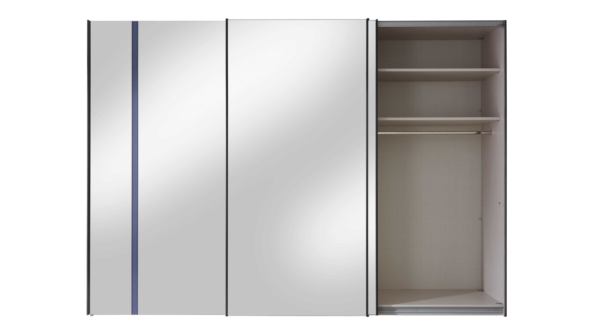 Kleiderschrank Staud aus Holz in Grau STAUD Schwebetürenschrank Sinfonie Plus Vulkan & Grauspiegel – drei Türen, Breite ca. 298 cm