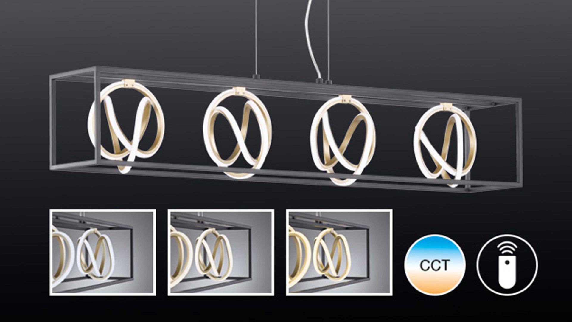 Pendelleuchte Fh fischer & honsel aus Metall in Schwarz FH Hängeleuchte Gisi Schwarz & Gold - Länge ca. 110 cm