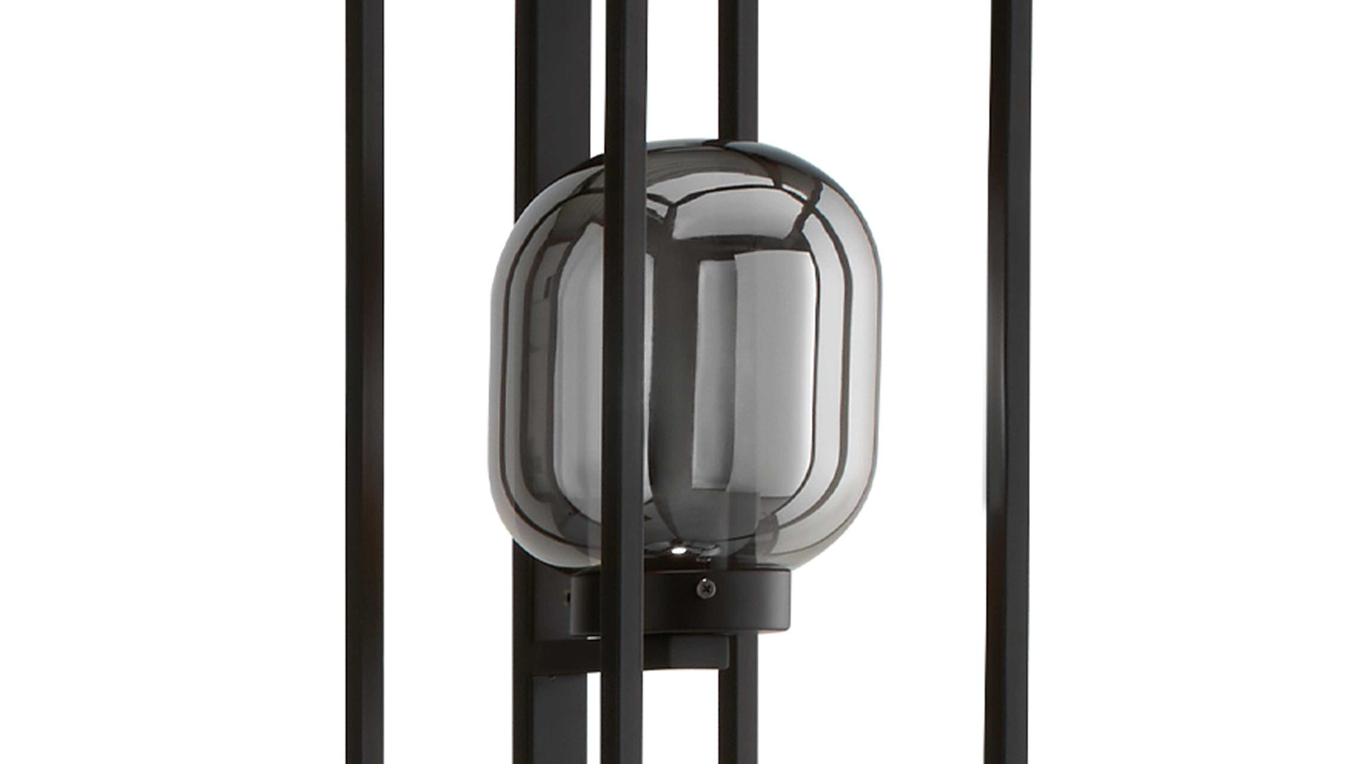 Stehleuchte Fh fischer & honsel aus Glas in Dunkelgrau FH Stehleuchte Regi Rauchglas & schwarzes Metall - Höhe ca. 130 cm