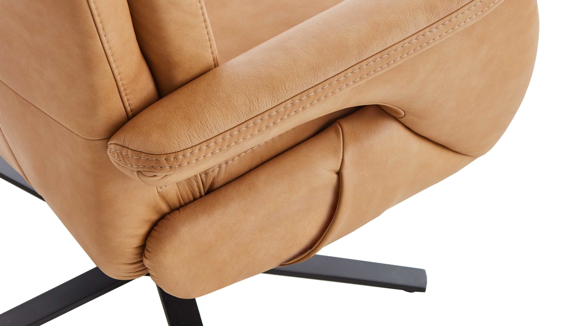 Relaxsessel OrthoSedis aus Leder in Hellbraun Polsterprogramm OrthoSedis 6.0 - Relaxsessel honigfarbenes Leder Punch & schwarzer Sternfuß - Ergonomie M2