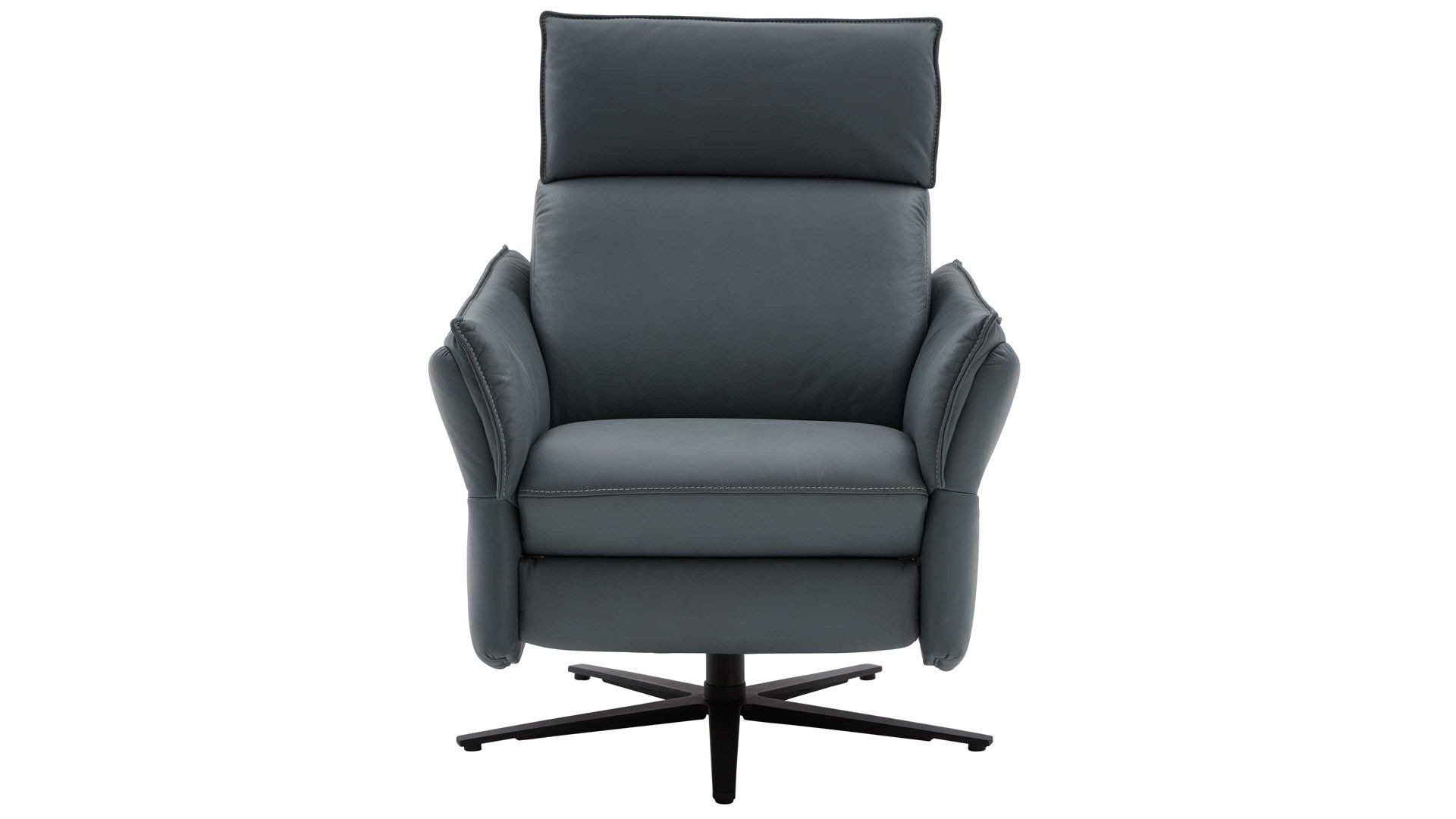 Relaxsessel comfortmaster besser sitzen, liegen, leben aus Leder in Hellblau Comfortmaster 7267 - Relaxsessel 24E44 motorisch - seefarbenes LongLife-Leder & anthrazitfarbener Sternfuß