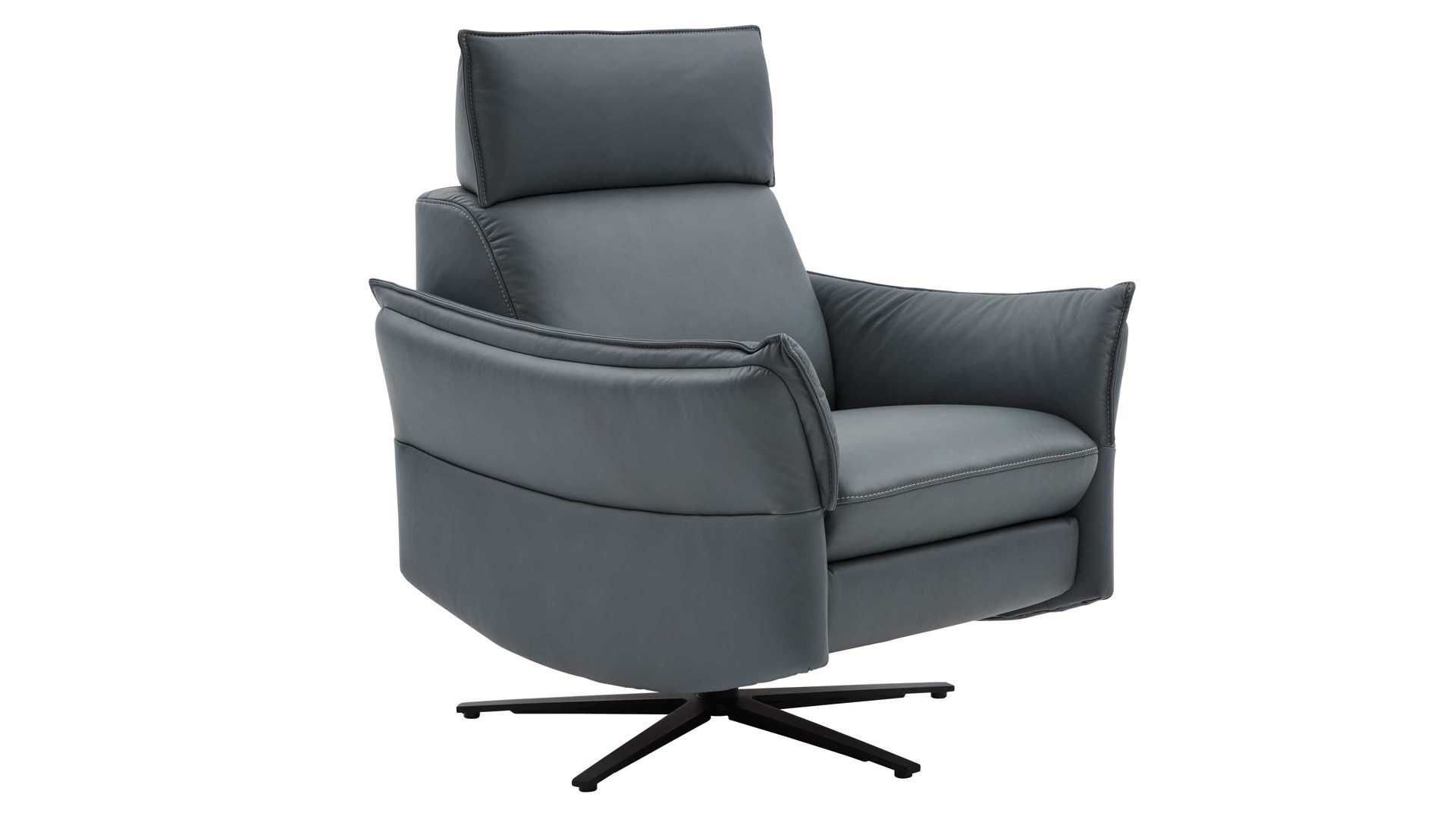 Relaxsessel comfortmaster besser sitzen, liegen, leben aus Leder in Hellblau Comfortmaster 7267 - Relaxsessel 24L44 manuell - seefarbenes LongLife-Leder & anthrazitfarbener Sternfuß