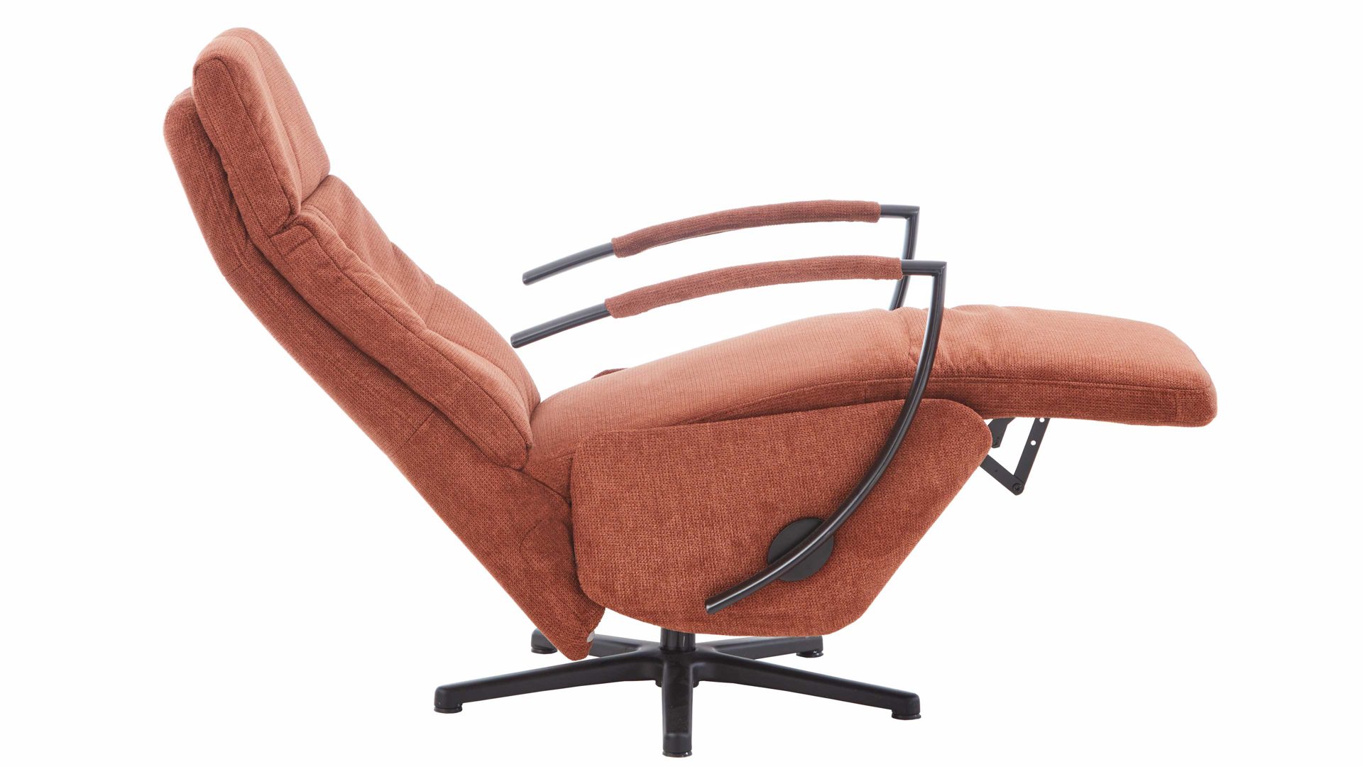 Relaxsessel KAWOO aus Stoff in Orange KAWOO Polsterprogramm Torino XC - Relaxsessel kupferfarbenes Flachgewebe Paris & schwarzer Sternfuß