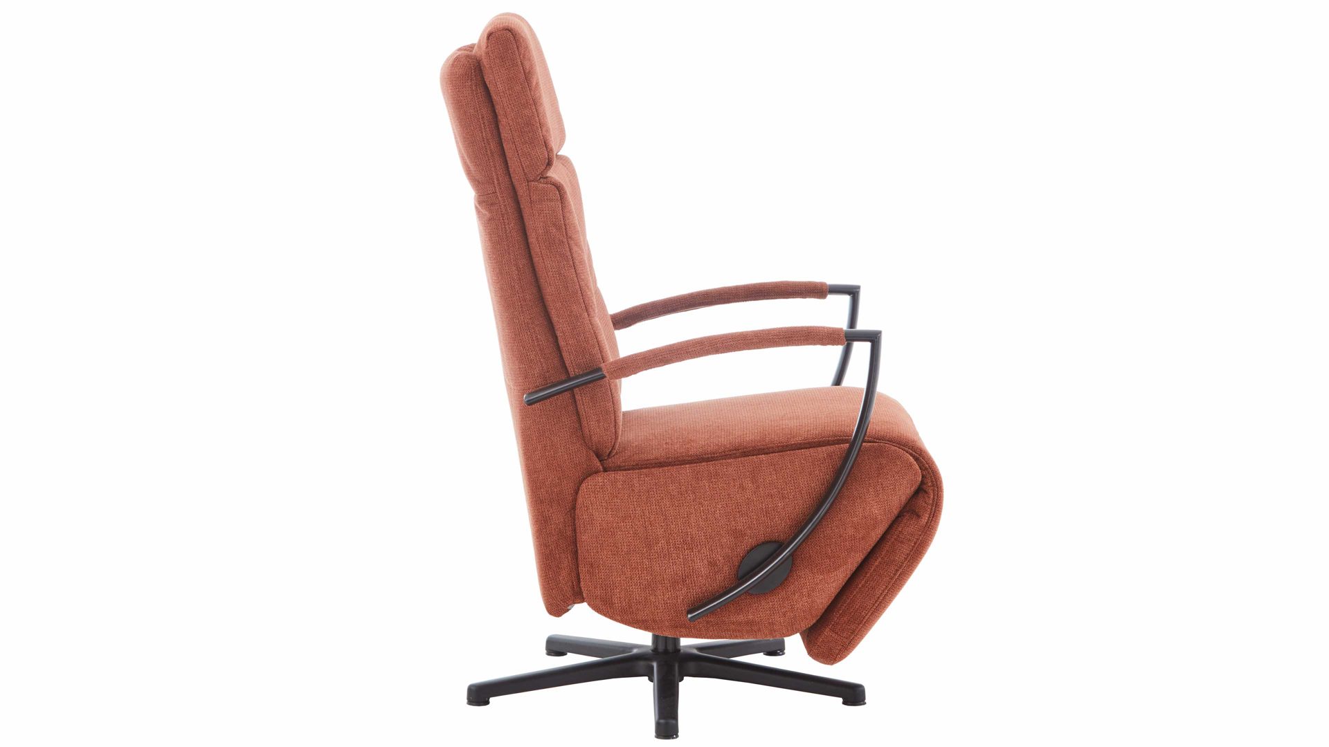 Relaxsessel KAWOO aus Stoff in Orange KAWOO Polsterprogramm Torino XC - Relaxsessel kupferfarbenes Flachgewebe Paris & schwarzer Sternfuß