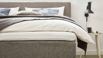 Boxspringbett comfortmaster besser sitzen, liegen, leben aus Stoff in Grau Comfortmaster OC-BX21013 - Boxspringbett grauer Webstoff Brego 321100 – Liegefläche ca. 180 x 200 cm