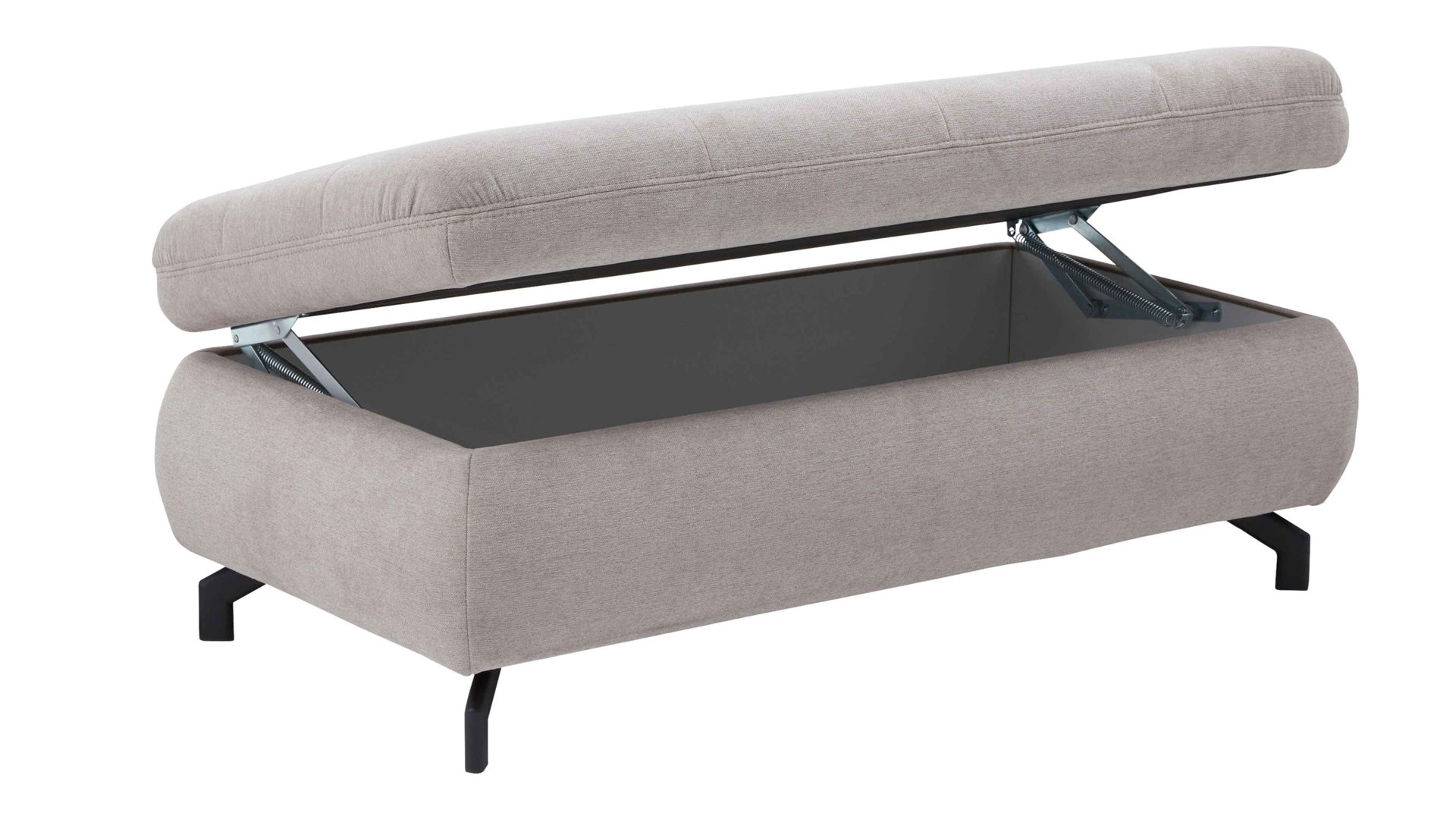 Funktionshocker modulmaster aus Stoff in Hellgrau Modulmaster MM-MP1109 - XXL-Funktionsocker granitfarbene Chenille Nemo & schwarze Metallfüße - ca. 129 x 64 cm