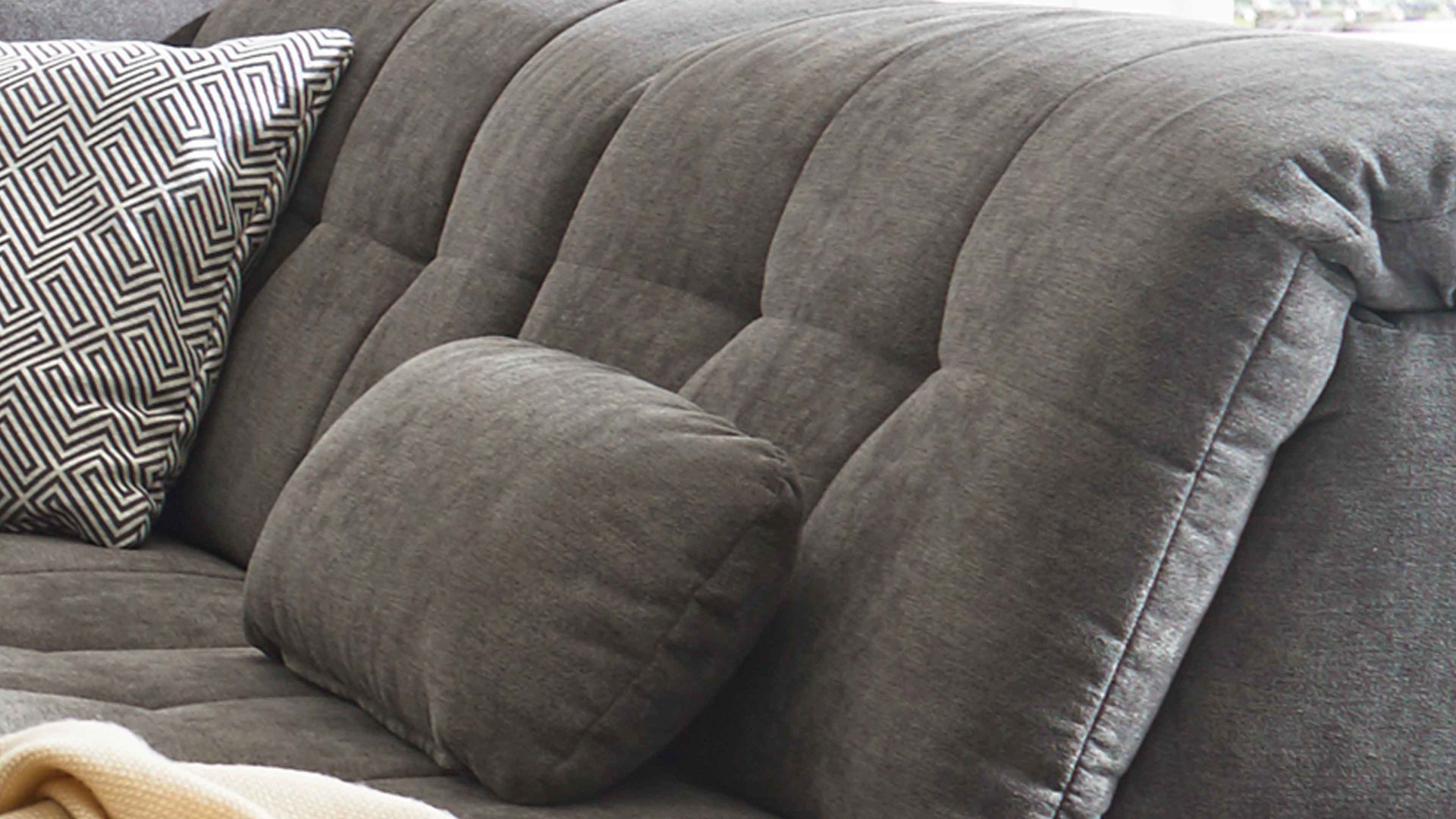 Einzelkissen modulmaster aus Stoff in Dunkelgrau Modulmaster MM-MP1078 - Nierenkissen schieferfarbene Chenille Charly - ca. 58 x 25 cm