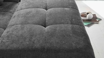 Ecksofa modulmaster aus Stoff in Dunkelgrau Modulmaster MM-MP1078 - Ecksofa schieferfarbene Chenille Charly & glänzende Metall-Winkelfüße - Stellfläche ca. 310 x 244 cm