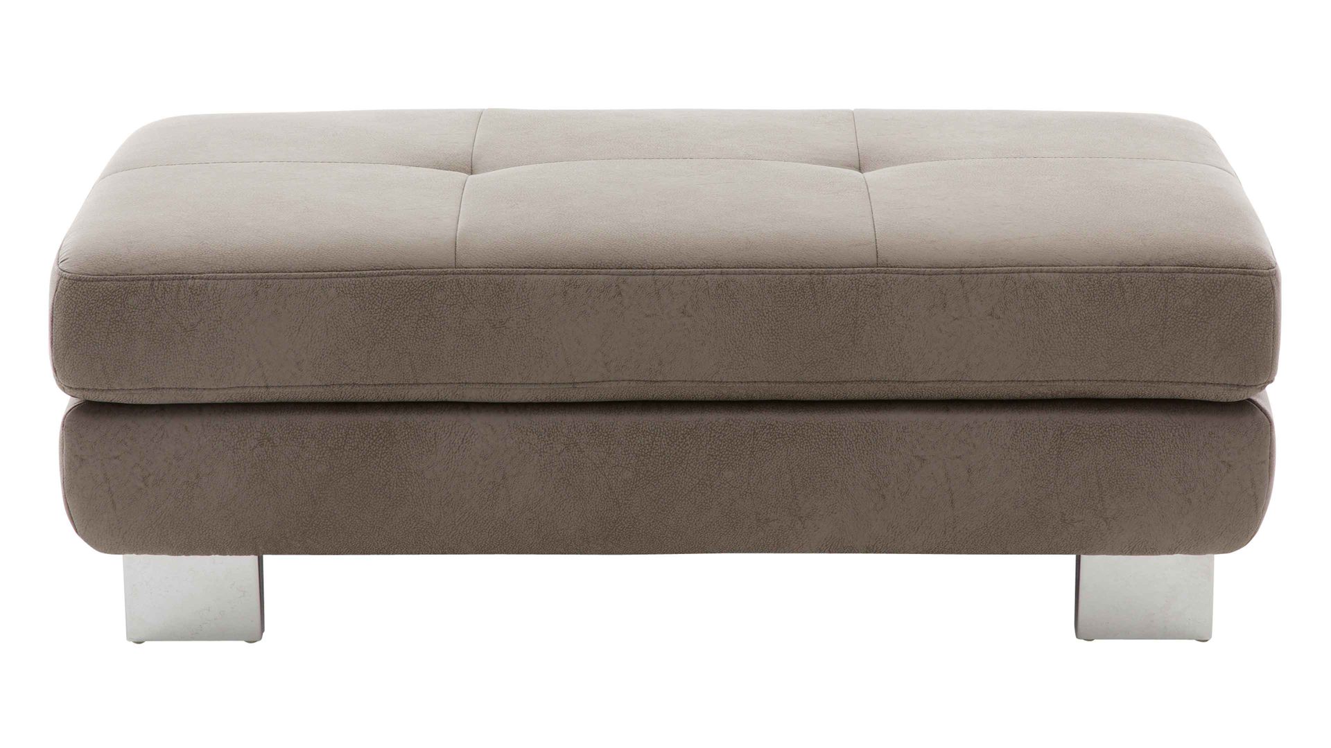 Polsterhocker modulmaster aus Stoff in Grau Modulmaster MM-MP1139 - XXL-Hocker graue Mikrofaser Saddle & glänzende Metallfüße - ca.  129 x 64 cm