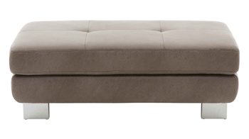 Polsterhocker modulmaster aus Stoff in Grau Modulmaster MM-MP1139 - XXL-Hocker graue Mikrofaser Saddle & glänzende Metallfüße - ca.  129 x 64 cm