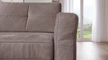 Ecksofa modulmaster aus Stoff in Grau Modulmaster MM-MP1139 - Wohnlandschaft graue Mikrofaser Saddle & glänzende Metallfüße - Stellfläche ca. 351 x 214 cm