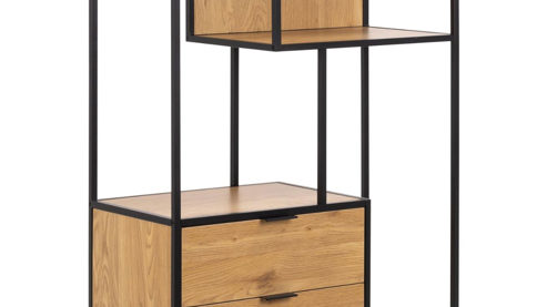 Regal Actona group aus Holz in Holzfarben Regal Seaford im Industrielook Wildeiche & Schwarz – ca. 77 x 185 cm