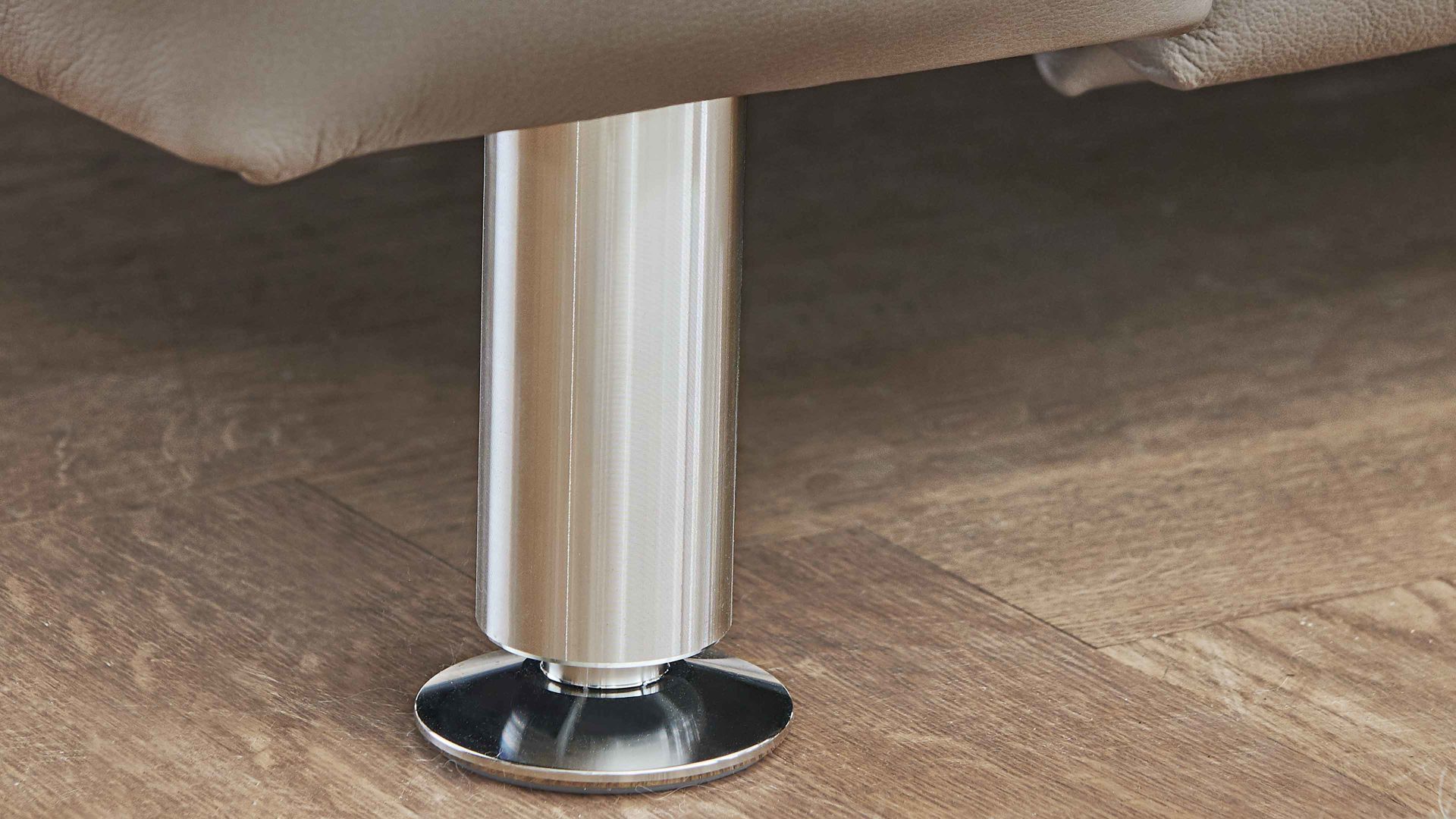 Ecksofa modulmaster aus Leder in Hellgrau Modulmaster MM-PN1102 - Ecksofa granitfarbenes Leder Torro & Alufüße - Stellfläche ca. 264 x 249 cm