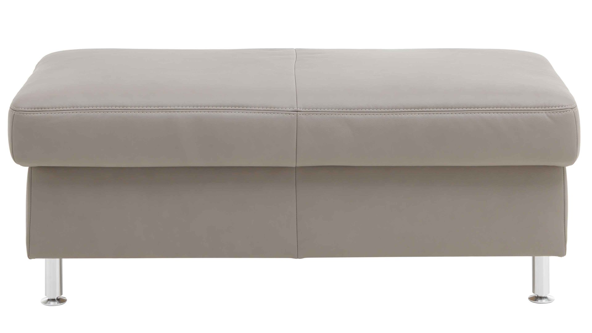 Polsterhocker modulmaster aus Leder in Hellgrau Modulmaster MM-PN1102 - XXL-Hocker granitfarbenes Leder Torro & Alufüße - ca. 130 x 65 cm