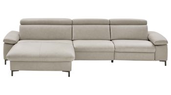 Ecksofa modulmaster aus Leder in Hellgrau Modulmaster MM-PN1161 - Ecksofa alufarbenes Leder Torro & schwarze Winkelfüße - Stellfläche ca. 166 x 311 cm