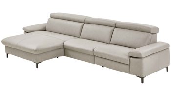 Ecksofa modulmaster aus Leder in Hellgrau Modulmaster MM-PN1161 - Ecksofa alufarbenes Leder Torro & schwarze Winkelfüße - Stellfläche ca. 166 x 311 cm
