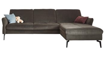 Ecksofa modulmaster aus Stoff in Dunkelgrün Modulmaster MM-ZE1156 - Ecksofa olivgrüne Wirkware Salsa & schwarze Metallfüße - Stellfläche ca. 254 x 179 cm