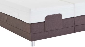 Boxspringbett Ada | nova butor aus Stoff in Braun Boxspringbett Tommaso 5 mit Motor umbragrauer Strukturbezug TMD 14 & alufarbene Füße  – Liegefläche ca. 180 x 200 cm
