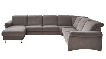 Ecksofa modulmaster aus Stoff in Dunkelgrau Modulmaster MM-ZE1106 - Wohnlandschaft graue Chenille Belle & Alufüße - Stellfläche ca. 338 x 270 cm