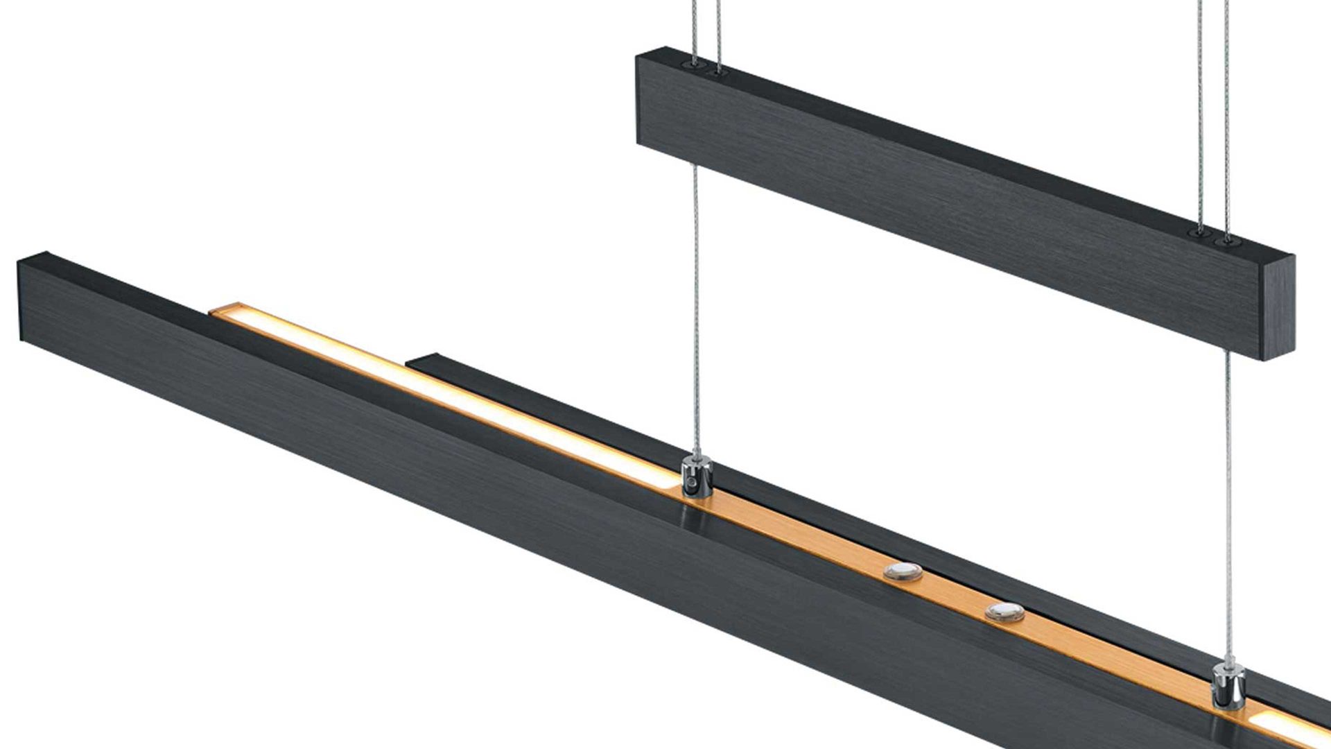 Pendelleuchte Trio lighting for you aus Metall in Schwarz TRIO Leuchten Serie Trajan Mattschwarz & Messing - Länge ca. 151 cm