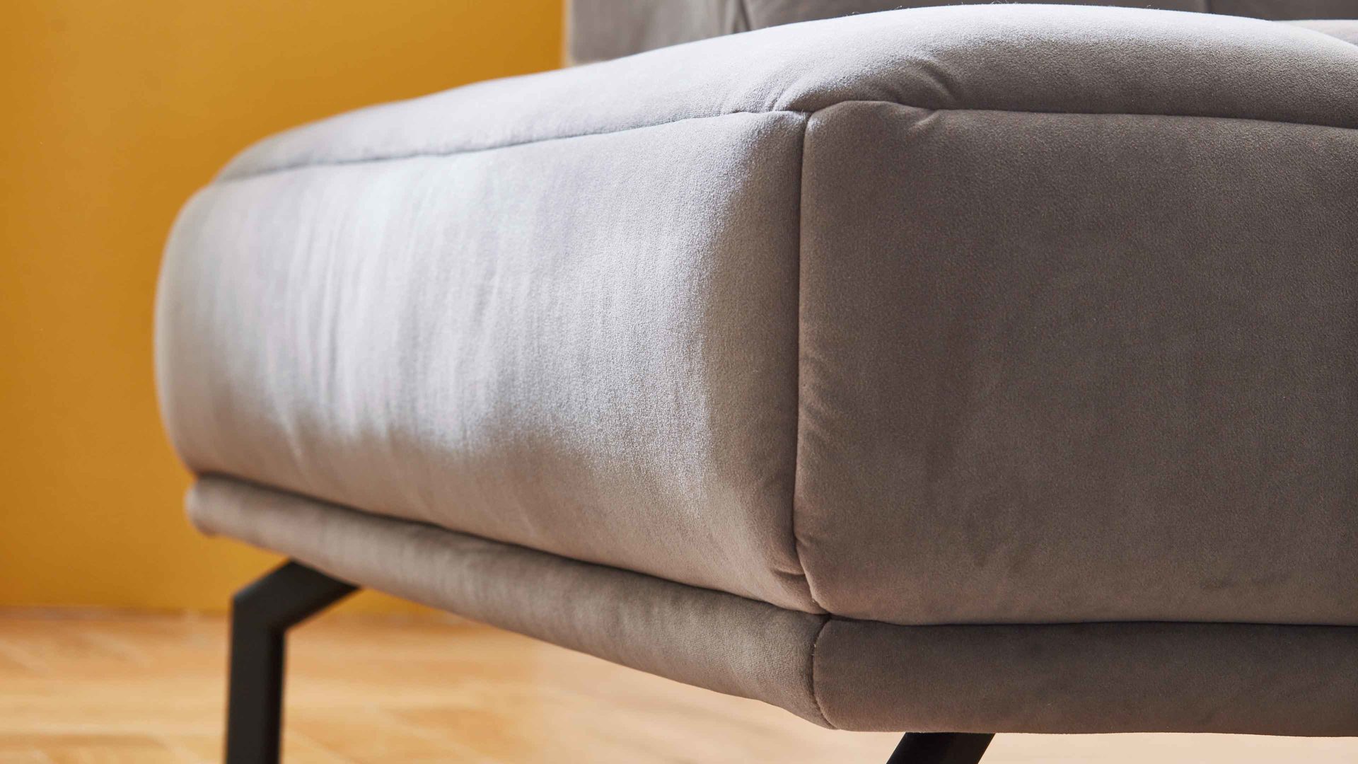 Ecksofa modulmaster aus Stoff in Grau Modulmaster MM-MP1152 - Wohnlandschaft graue Wirkware Salsa & schwarze Metallfüße - Stellfläche ca. 212 x 383 cm