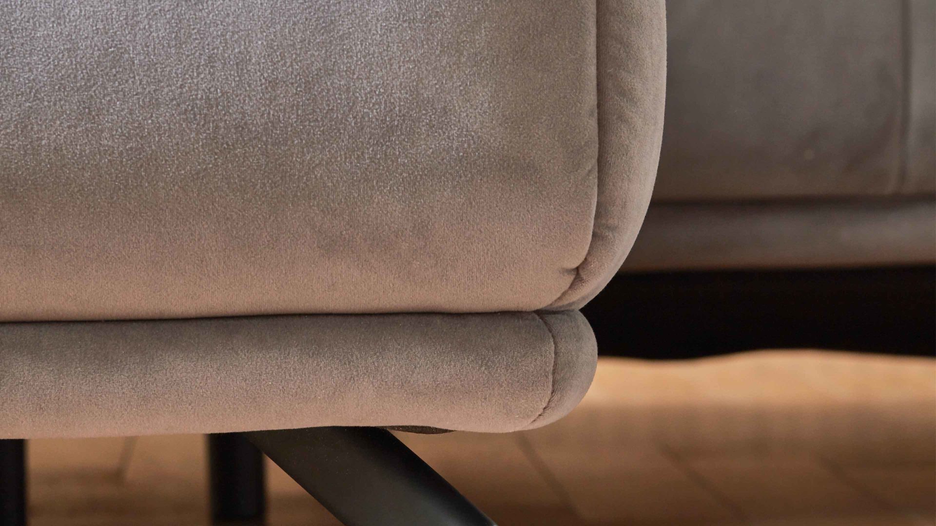 Ecksofa modulmaster aus Stoff in Grau Modulmaster MM-MP1152 - Wohnlandschaft graue Wirkware Salsa & schwarze Metallfüße - Stellfläche ca. 212 x 383 cm