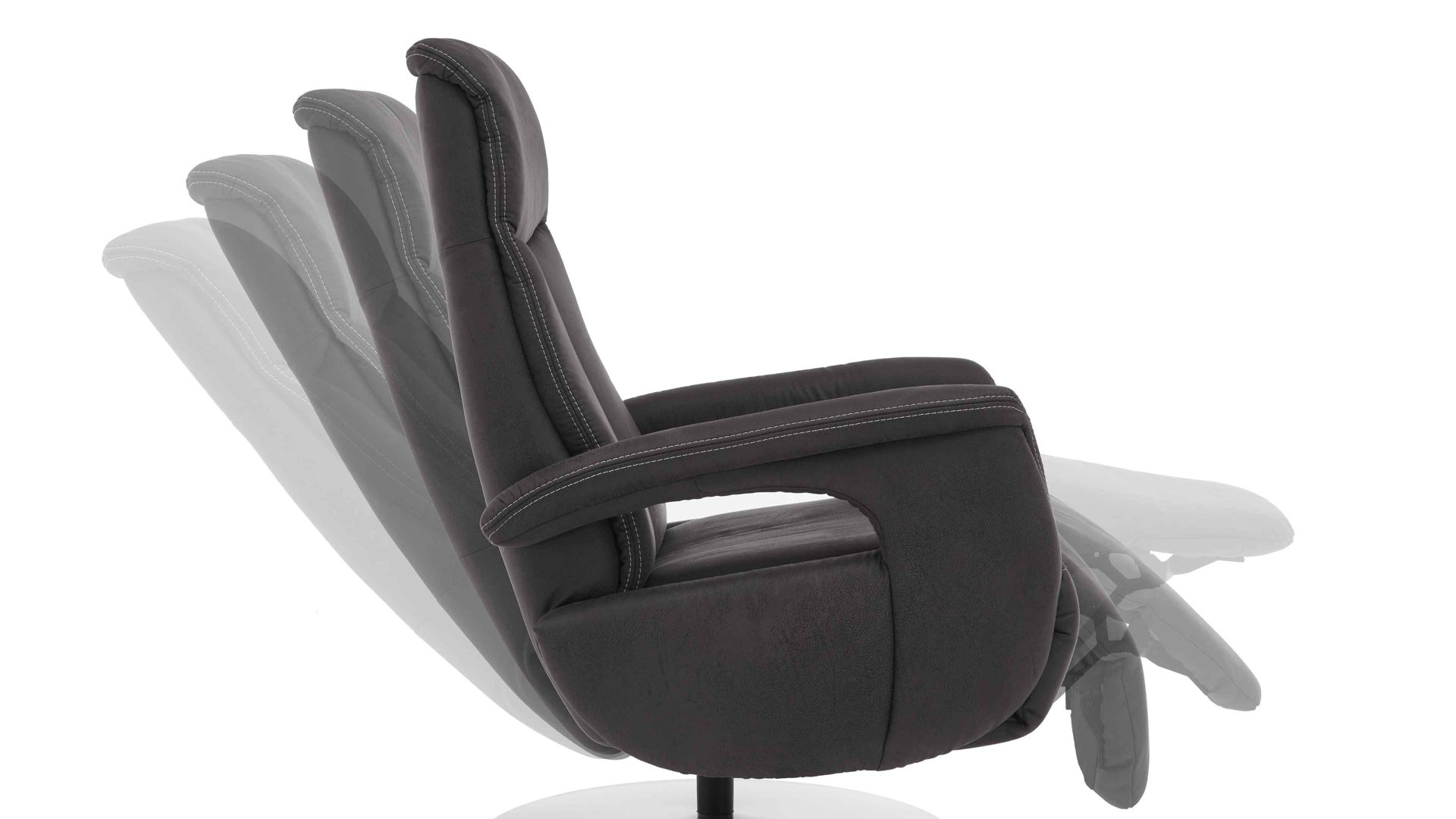 Relaxsessel modulmaster aus Stoff in Anthrazit Modulmaster MM-MP1063 - Relaxsessel 1DRF anthrazitfarbene Mikrofaser Saddle & Chrom-Tellerfuß