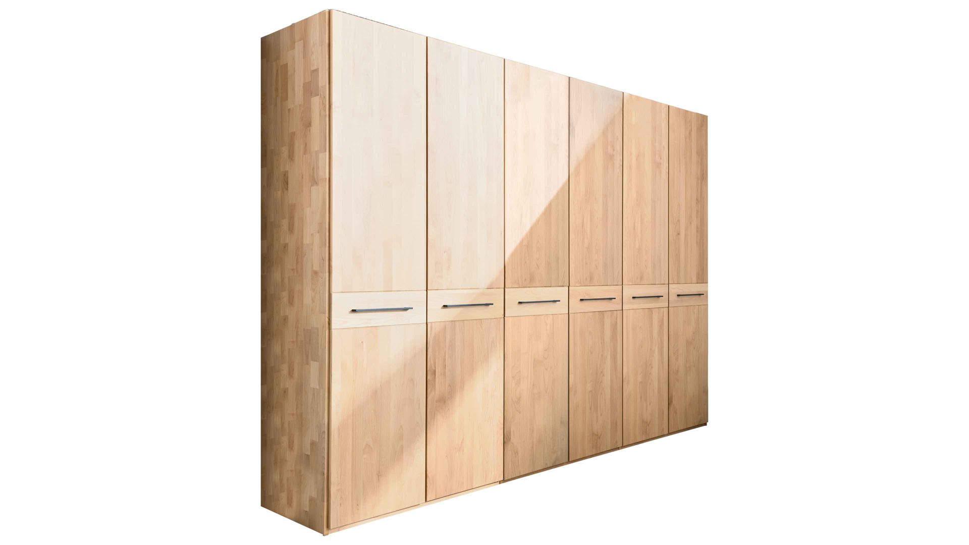 Kleiderschrank Interliving aus Holz in Holzfarben Interliving Schlafzimmer Serie 1028 – Kleiderschrank 6006 Erle – sechstürig, Breite ca. 302 cm
