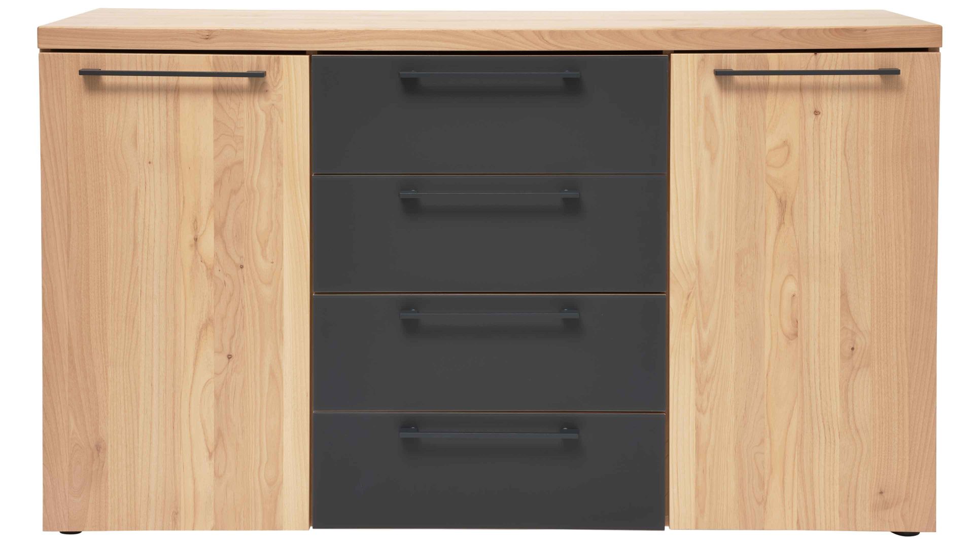 Kombikommode Interliving aus Holz in Holzfarben Interliving Schlafzimmer Serie 1028 – Kombikommode 2150MG Erle & Carbon – zwei Türen, vier Schubladen, Breite ca. 149 cm