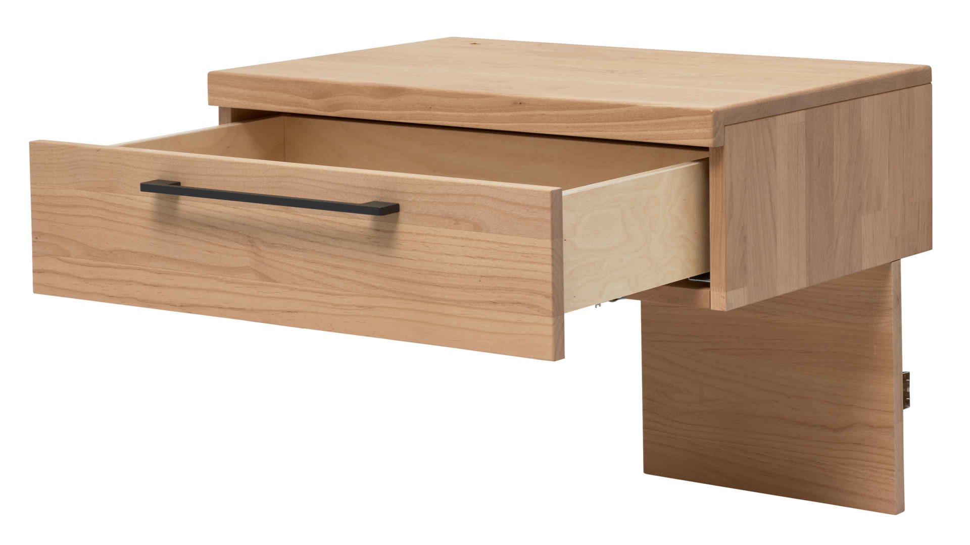 Nachtkommode Interliving aus Holz in Holzfarben Interliving Schlafzimmer Serie 1028 – Hänge-Nachtkonsole 1644 rechts - Erle, eine Schublade