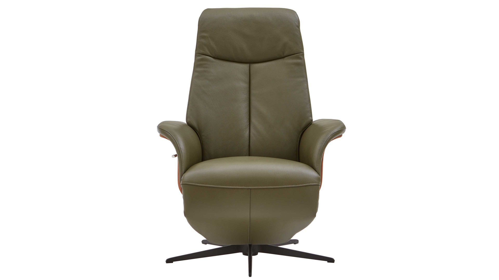 Relaxsessel Hjort knudsen aus Leder in Dunkelgrün Relaxsessel bzw. Drehsessel - Polstermöbel dunkelgrünes Leder Split 314 & Schwarzer-Sternfuß