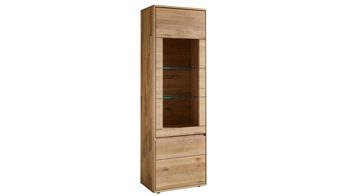 Wohnwand Decker aus Holz in Holzfarben Wohnkombination biancofarbene Wildeiche – vierteilig, Breite ca. 344 cm