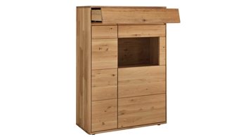 Wohnwand Decker aus Holz in Holzfarben Wohnkombination biancofarbene Wildeiche – vierteilig, Breite ca. 344 cm