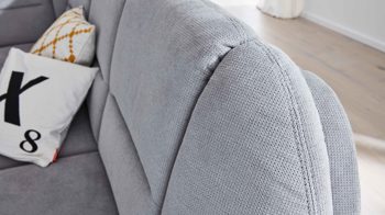 Ecksofa modulmaster aus Stoff in Hellgrau Modulmaster MM-PP1013 - Polsterecke silberfarbene Chenille & Alufüße - Stellfläche ca. 253 x 273 cm