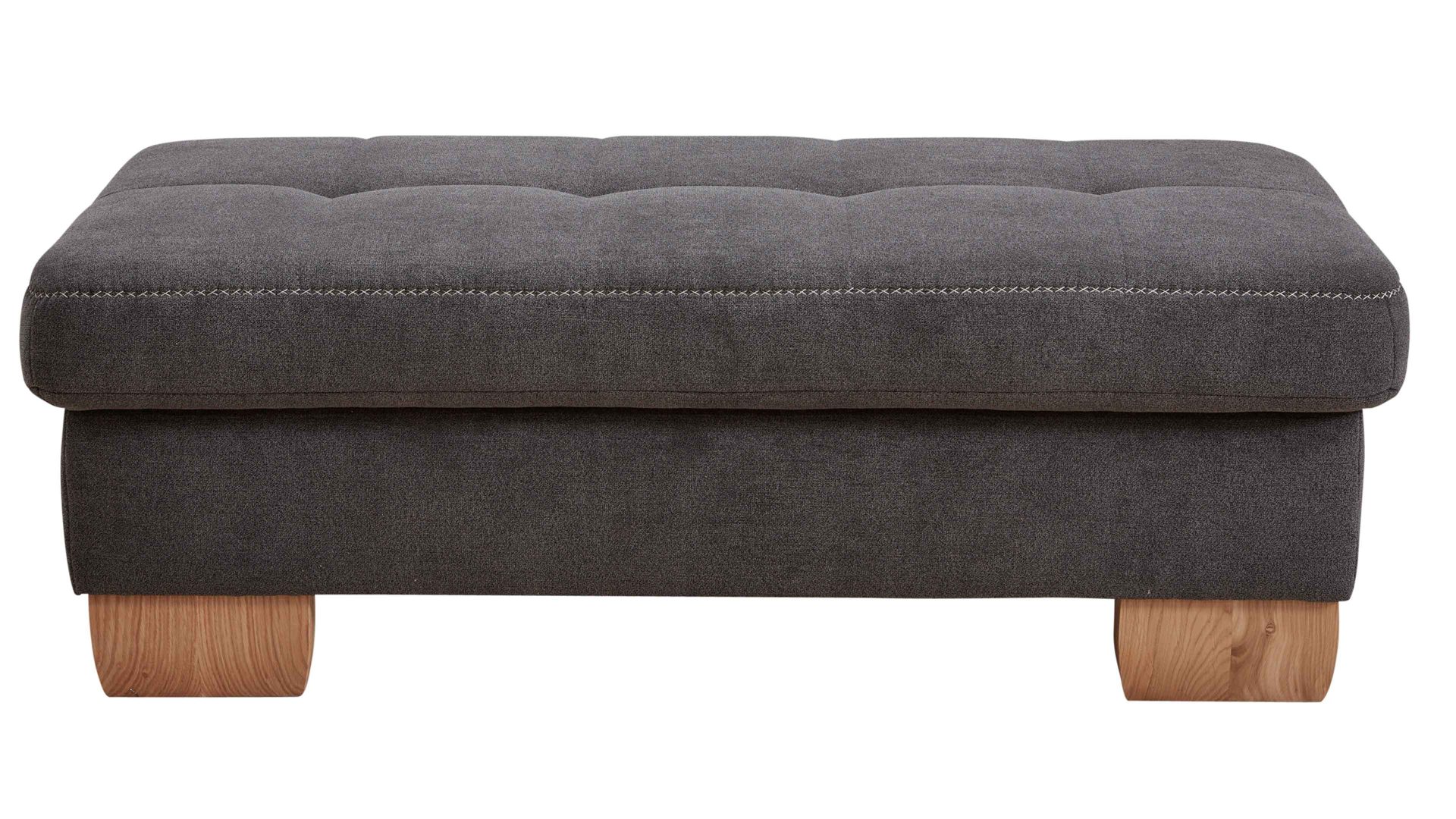 Polsterhocker modulmaster aus Stoff in Grau Modulmaster MM-PP1058 - XXL-Hocker schieferfarbene Mikro-Chenille Charly & Wildeiche – ca. 130 x 65 cm