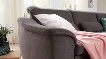 Ecksofa modulmaster aus Stoff in Grau Modulmaster MM-PP1058 - Ecksofa schieferfarbene Mikro-Chenille Charly & Wildeiche – Stellfläche ca. 273 x 243 cm