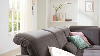 Ecksofa modulmaster aus Stoff in Grau Modulmaster MM-PP1058 - Ecksofa schieferfarbene Mikro-Chenille Charly & Wildeiche – Stellfläche ca. 273 x 243 cm