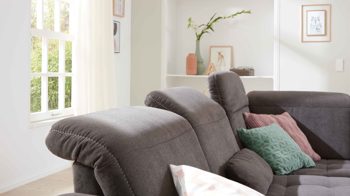 Ecksofa modulmaster aus Stoff in Grau Modulmaster MM-PP1058 - Ecksofa schieferfarbene Mikro-Chenille Charly & Wildeiche – Stellfläche ca. 273 x 243 cm