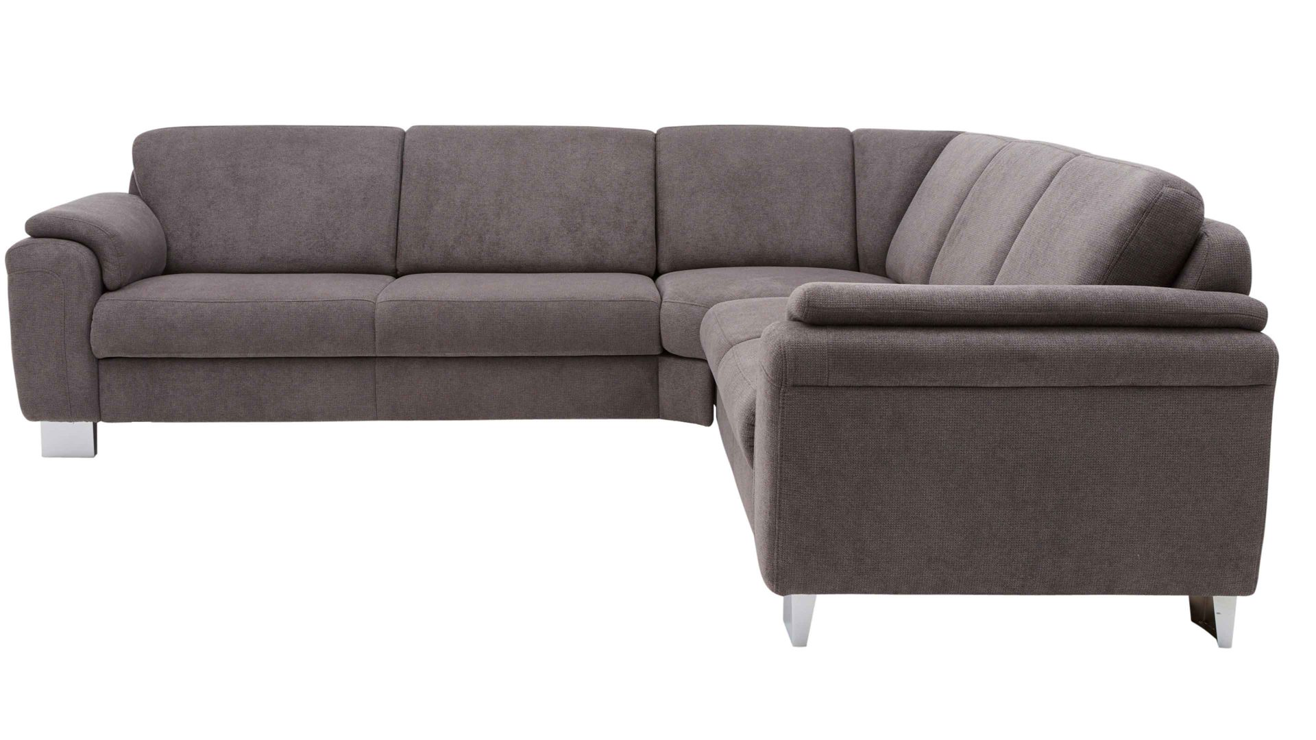 Ecksofa modulmaster aus Stoff in Grau Modulmaster MM-ZE1002 - Ecksofa graue Chenille Belle & Chromfüße - Stellfläche ca. 276 x 246 cm